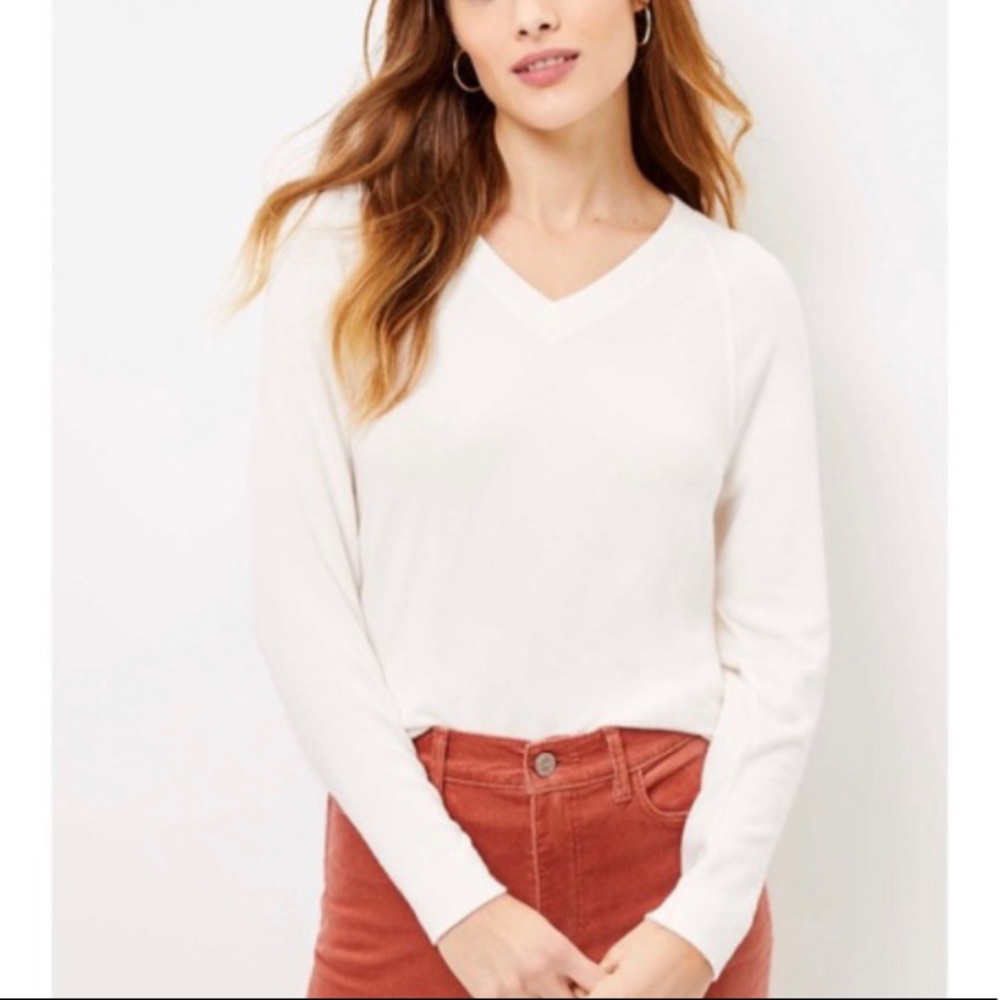Loft ribbed trim v-neck sweater